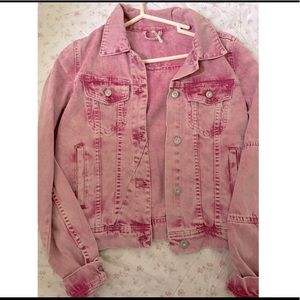 Free People Rumors Denim Jacket in Pink Size S